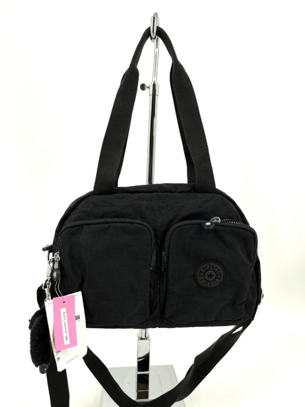 Kipling Cool Defea Shoulder Bag Black Nylon Zip Dual Handle Crossbody Pockets